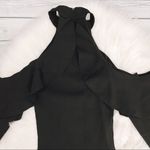 Olivaceous  black long sleeve ruffle cold shoulder dress Photo 3