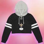 NFL FOCO  New Orleans Saints Women's Standard Striped Sleeve Cropped Hoodie Size XL Photo 6