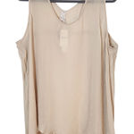 Seven7  Melissa McCarthy Beige Sleeveless Sheer Tank with Pleated Back Sz 3X NWT Photo 0