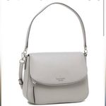 Kate Spade Jackson Gray Taupe Soft Pebbled Leather Medium Flap Crossbody Bag Photo 1