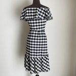 Ann Taylor sz 4 Black White Gingham Ruffle Midi Dress Milkmaid Cottagecore Photo 7