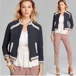 Free People  Crochet Trim Baseball Bomber Jacket Size M Photo 1