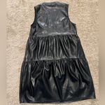 Tart  woman’s black vegan faux leather tiered mini dress‎ NWOT SMALL Photo 3