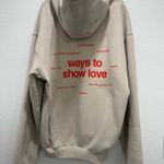 Comfrt beige valentines way to show love oversized hoodie Tan Size M Photo 2