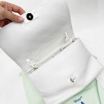 Off-White White Leather Embossed Diagonal Stripe Soft Binder Clip Shoulder Bag Photo 7