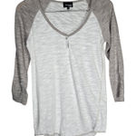 Wilfred  Free Women's‎ Gray White Baseball Tee Top Henley Size S 3/4 Sleeve Photo 0