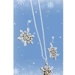 Snowflake Necklace Earrings Set 16" Chain New Reversible Festive Winter… Gold Photo 3