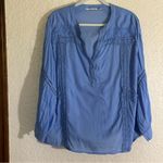 Soft Surroundings Trianon Blouse Women 2X Crochet Lace Dusty Blue Boho Hippie Photo 10