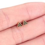 Boutique NEW‎ | Petite 18k Gold Triangle Black Pave Diamond Earrings Photo 8