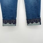 Chico's  The Platinum ankle jeans size 12 embroidered lace cuff crop blue denim Photo 2