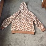 PINK - Victoria's Secret Pink VS Brown/White Animal Print V-Neck Sherpa Pullover Hoodie SIZE L Photo 5