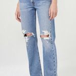 AGOLDE Blue Mia Mid Rise Distressed Straight Leg Jeans Sz 26 Photo 4