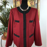 Le Suit Women Size 18 Red Black Long Sleeve Pocket 4 Buttons Closure Round Neck Photo 0