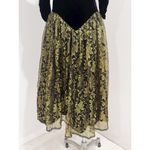 Expo Nite Vintage 80s Black Velvet Gold Lace Puff Sleeve Formal Dress Size 8 Photo 3