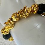 Feng Shui Black and gold tone Mantra Bead Bracelet with Double dragons Photo 3