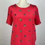 Paul Smith Red Floral Silk Blouse Size 4 Photo 0