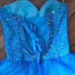 Ice & Fire Aquamarine Turquoise Corset Tulle Straps Gown Ball Evening beads xv heart Fairy Embellish Sequin Pageant Blue Size 12 Photo 7