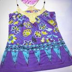 Lucy Mantra Floral Boho Bohemian Cami Yoga Athletic Racerback Tank Top Size XS Photo 0