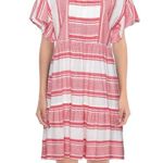 Velvet By Graham And Spencer Janaye Island Jacquard Ruffle Red & White Dress | S Photo 2