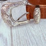Ellen Tracy  Linda allard Italian Alligator CalfSkin Belt Silver Buckle Sz Small Photo 1