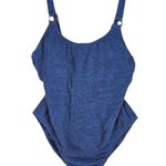 Shade & Shore NWT  Square Neck Pucker High Leg One
Piece Swimsuit XS (0-2) Blue Photo 3