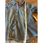 Route 66  Denim Blue Jean Pearl Snap Shirt Women XL Western Cowgirl Barn Retro Photo 4
