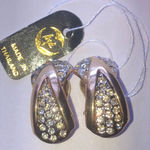 Vintage Gold Tone Retro Bling Rhinestone Clip On Earrings Photo 7