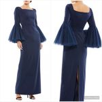 Mac Duggal 11233 Womens Navy Flounce Sleeve Square Neck Column Gown Photo 1