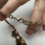 Talbots  Multi Color Rhinestone Faux Tortoise Gold Tone Statement Necklace Signed Photo 5