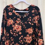 Torrid  Womens Floral Blouse Size 3X Black Chain Neckline Dark Romantic Feminine Photo 1