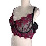 Torrid  Floral Embroidered Mesh Underwire Bra 4X 26 Black Fuchsia Photo 2