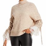 Cinq A Sept Oatmeal Tan Atlas Bell Sleeve Turtleneck Sweater size XS Photo 0