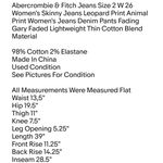 Abercrombie & Fitch Jeans Size 2 W 26 Women's Skinny Jeans Leopard Print Animal Print Photo 6
