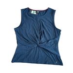 Tommy Hilfiger  Blue Ribbed‎ Twist Sleeveless Top Blouse LARGE Casual Preppy Photo 1