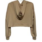 SheIn  X Women's Tan Meowtain‎ Cats Cropped Hoodie Size L Photo 1