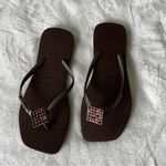 Havaianas NWOT Slim Crystal Square Elegance Flip Flops Sandals in Dark Brown Photo 1