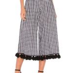 MISA Los Angeles  Gingham Black White Fringe Hem Coastal Pleated Wide Leg… Photo 0