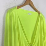 Good American Electric Lime V-Neck Ruched Drawstring Crop Top Plus Size 28 Photo 8