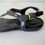 Ralph Lauren  Women’s Black Pu Leather Sling Back Thong Sandals Size 8 Photo 3