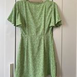 ZARA floral print Green V-Neck mini Dress - Size M Photo 4