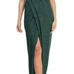 KikiRiki Open Back Wrap Crossover Sparkle Maxi Dress Green Size Medium NWT Photo 2