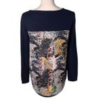 Yumi Knitwear Navy Tree Printed Jumper S Blue Photo 1