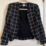 Pixley Black & White Windowpane Cropped Y2K Long Sleeve Blazer Photo 0