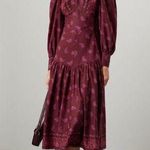 DEREK LAM COLLECTIVE Red Floral Chiffon Keyhole Empire Waist Midi Dress Size 44 Photo 0