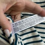 ZARA  Nautical Stripe Teal Blue Ribbed Turtleneck Size Medium Lightweight Stretch Photo 3