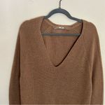Athleta Hanover Wool Blend Sweater Womens Size M Oversized V-Neck Camel Tan Photo 2