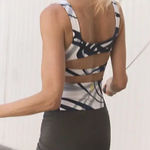 Free People #159  NWT  Never Better Long Printed Tank in Butterfly Blue Combo Photo 0