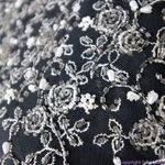 Laurence Kazar  vintage black‎ maxi dress with clear bead and white pearl, L Photo 10