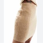 Miss Selfridge ASOS  Camel Tan Rib Chunky Knit Mini Skirt Photo 3