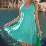 Cupshe  catching feelings dress teal sz L Photo 0